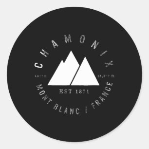 Chamonix Valley Mont Blanc France Skiing Snowboard Classic Round Sticker
