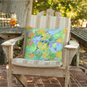 Champ Abstrait de Coussin de pavots orange jaune