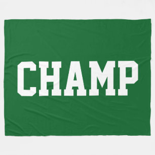 CHAMP Athletic White Text On Bold Bright Green Fleece Blanket