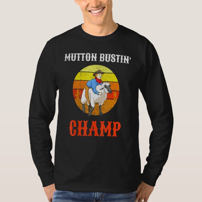 Champ Buster Sheep Riding Mutton Busting T-Shirt (Front)