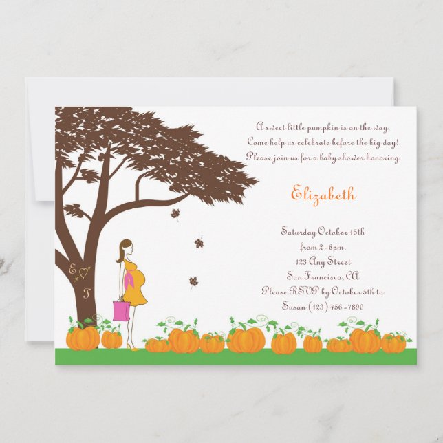 Champ d'Citrouilles Invitations de douches pour bé (Devant)