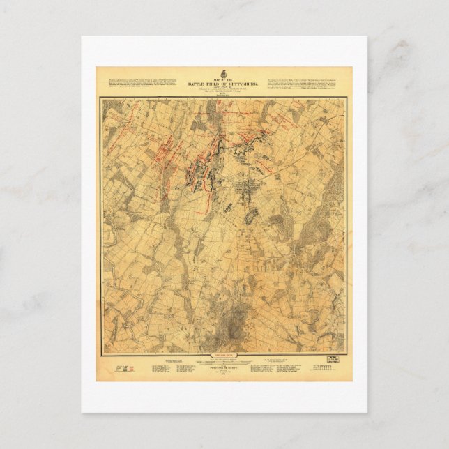 Champ de bataille de Gettysburg Carte par John Bac (Devant)
