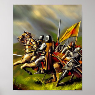 Champ de bataille médiéval AI Poster d'Art numériq