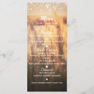 Champ de blé Menu du Mariage campagnard rustique