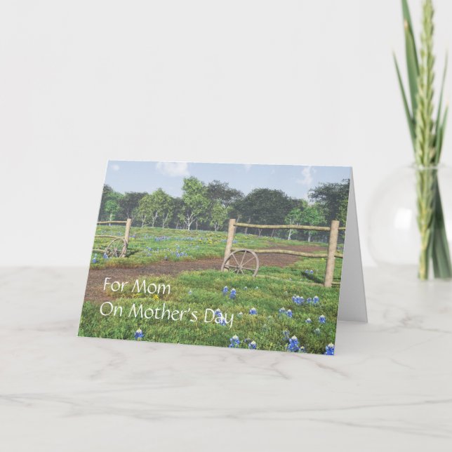 Champ de Bluebonnets - Carte de fête des mères (Devant)
