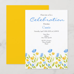Champ de Fleurs Bleues Jaunes Invitation