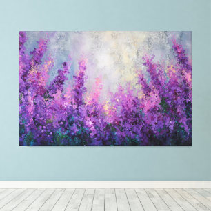 Champ de fleurs violet rose Art mural abstrait