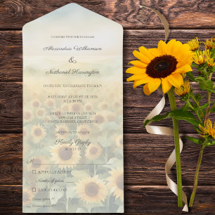 Champ de tournesols tout en un mariage Invitation