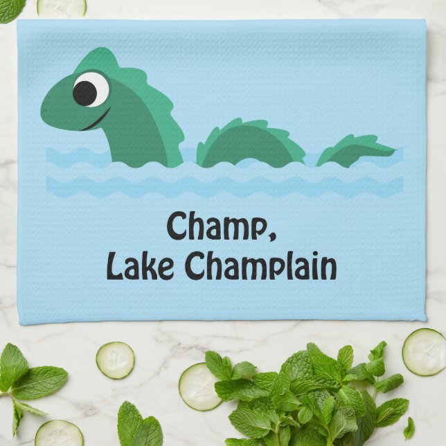 Champ, Lake Champlain Kitchen Towel (Folded)