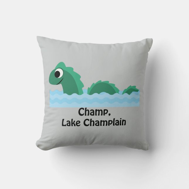 Champ, Lake Champlain Throw Pillow (Front)