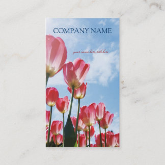 Champ rose de tulipes - carte de visite