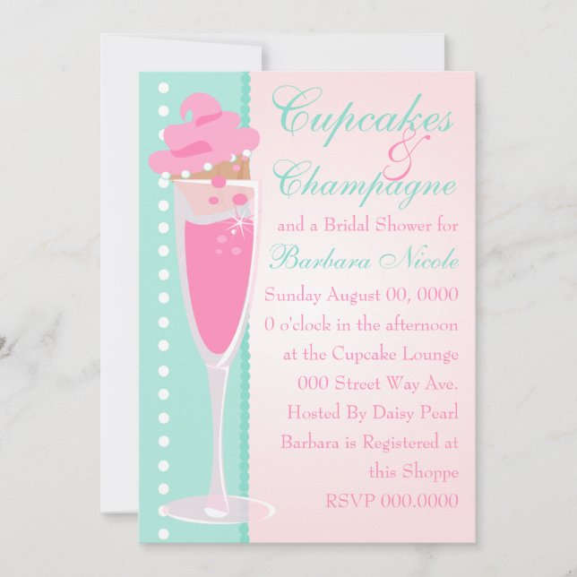 Champage, Cupcakes & Pearls Invitation (Front)