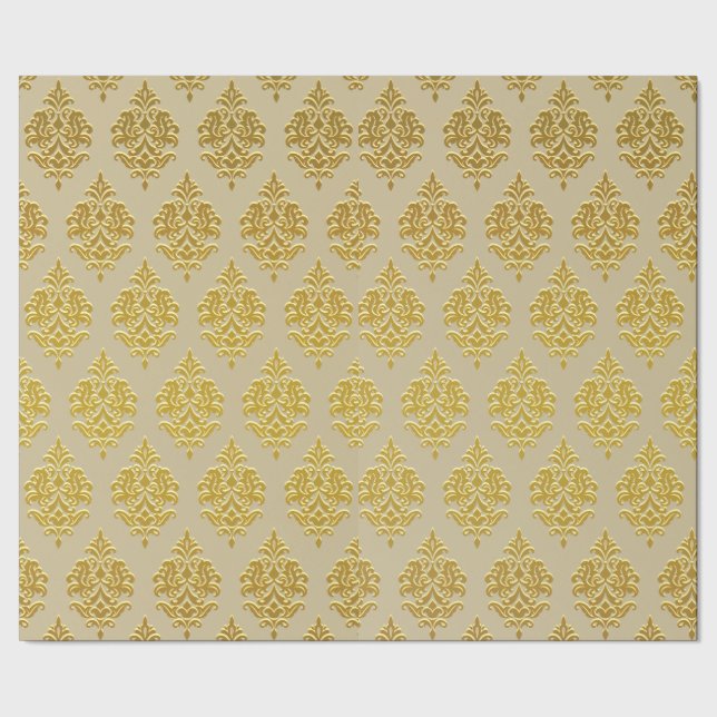 Champagn Damask Wrapping Paper (Seam)