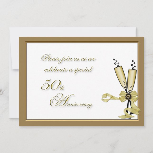 Champagne 50th Anniversary Invitation (Front)