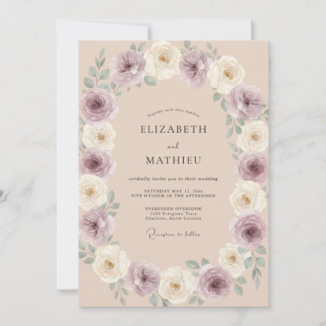 Champagne Amethyst Painted Wedding Invitation (Front)