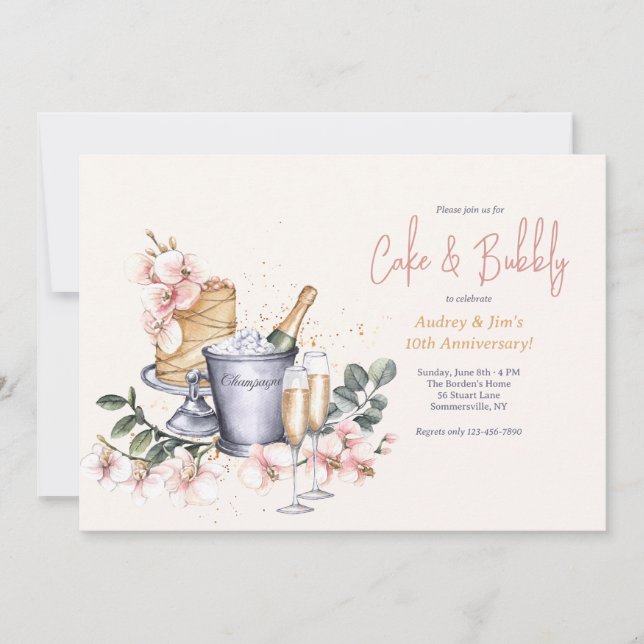 Champagne and Cake Invitation (Front)