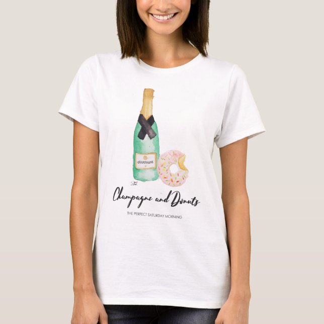 Champagne and Doughnuts Watercolor Slouch T T-Shirt (Front)