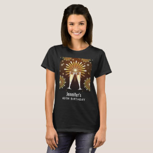 Champagne and Fireworks Birthday T-Shirt