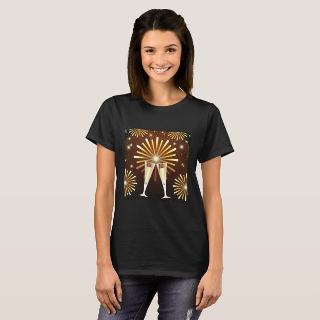 Champagne and Fireworks Celebration Party T-Shirt (Front Full)