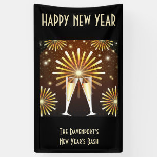 Champagne and Fireworks New Years Eve Party Banner