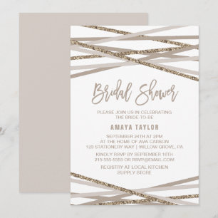 Champagne and Ivory Streamers Bridal Shower Invitation