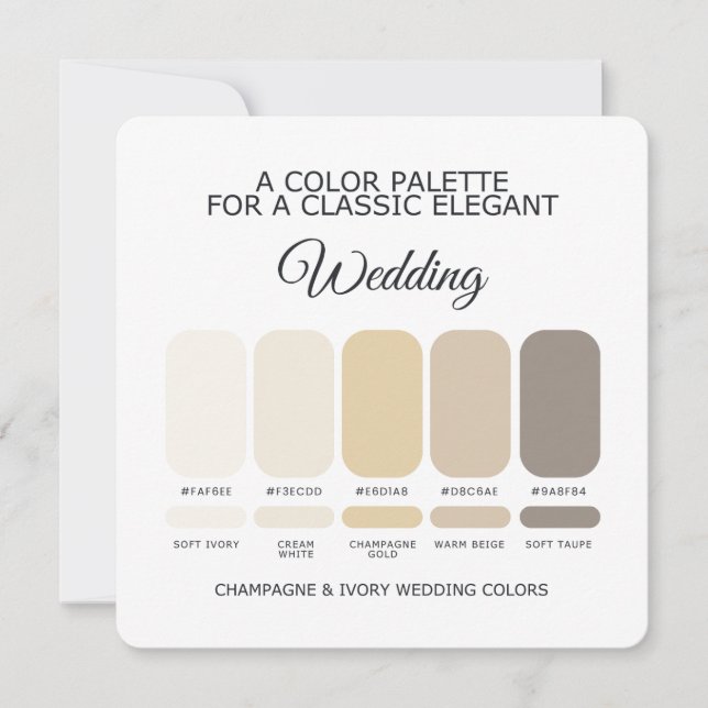 Champagne and Ivory Wedding Color Palette Card (Front)