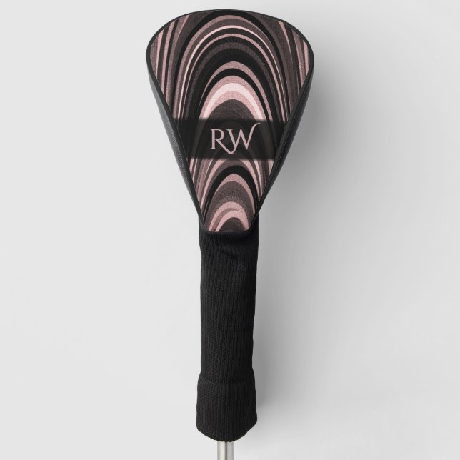 Champagne and Maroon Modern Art Initial Golf Head Cover (Front)