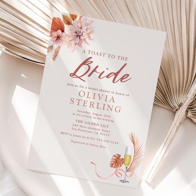 Champagne and Neutral Florals Bridal Shower Invitation (Creator Uploaded)