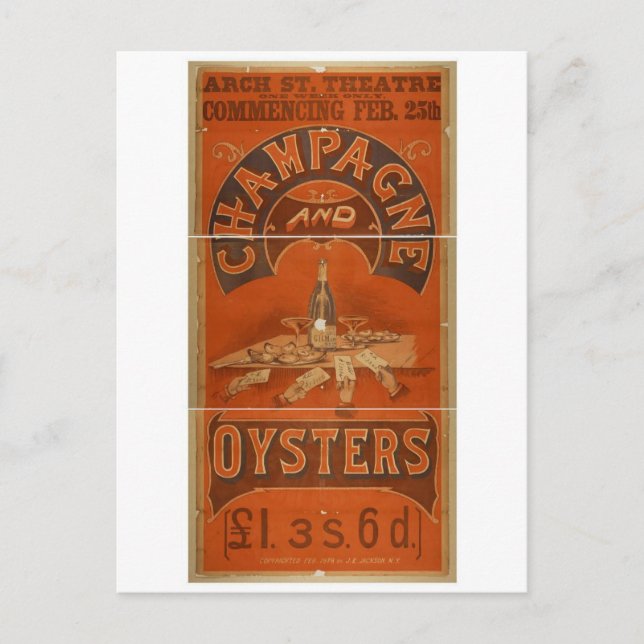 Champagne and Oysters Vintage Theatre Postcard (Front)