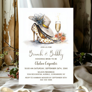 Champagne and Polka Dot Shoes Brunch and Bubbly Invitation