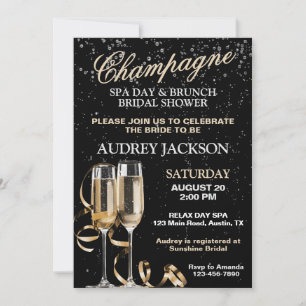 Champagne and Spa Day Brunch Bridal Shower Invitation