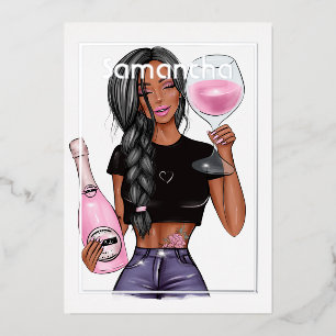 Champagne Anniversaire Foil Invitation