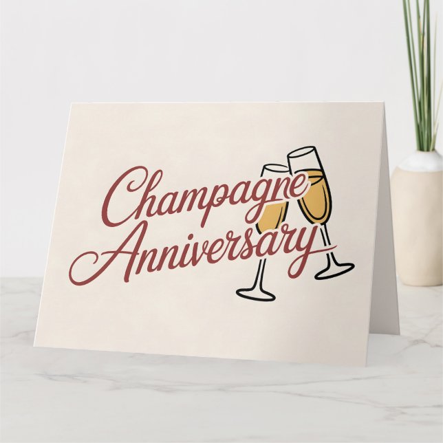 Champagne Anniversary Celebration Script Graphic Card (Front)