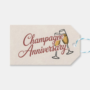 Champagne Anniversary Celebration Script Graphic Gift Tags