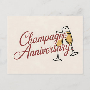 Champagne Anniversary Celebration Script Graphic Postcard