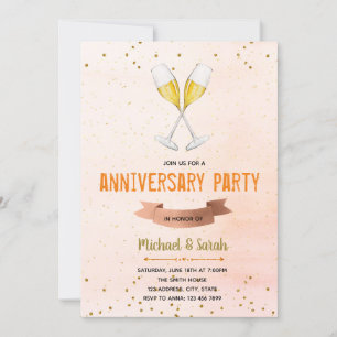 Champagne anniversary party invitation