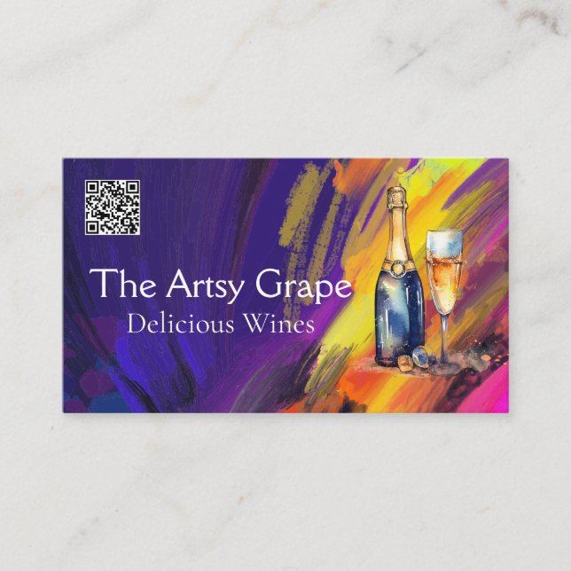 Champagne Artistic Rendering | Paint Strokes Business Card (Front)