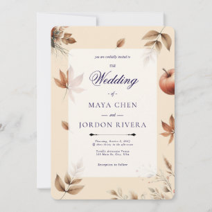 Champagne Autumn Harvest Season Wedding  Invitation