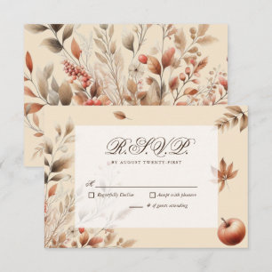 Champagne Autumn Harvest Wedding RSVP Botanical Card