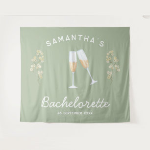 Champagne Bachelorette Party Backdrop Boho Floral Tapestry