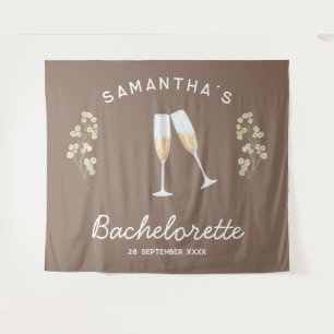 Champagne Bachelorette Party Backdrop Boho Floral Tapestry