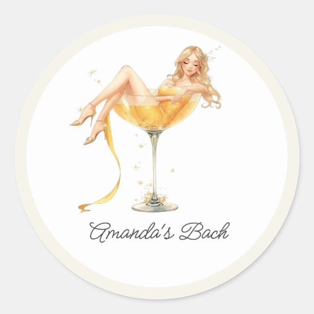 Champagne Bachelorette Party Classic Round Sticker (Front)