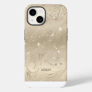 Champagne Background White Glitter iPhone 14 Case