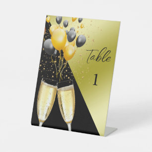 Champagne & Balloons 40th Birthday Table Number Pedestal Sign