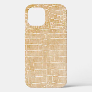 Champagne Beige Faux Crocodile Leather iPhone 12 Case