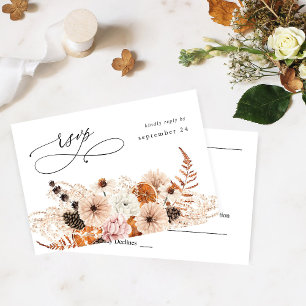 Champagne Beige & Orange Floral Rustique avec RSVP