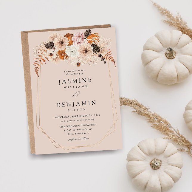 Champagne Beige & Orange Rustic Floral Wedding- BE Invitation (Creator Uploaded)