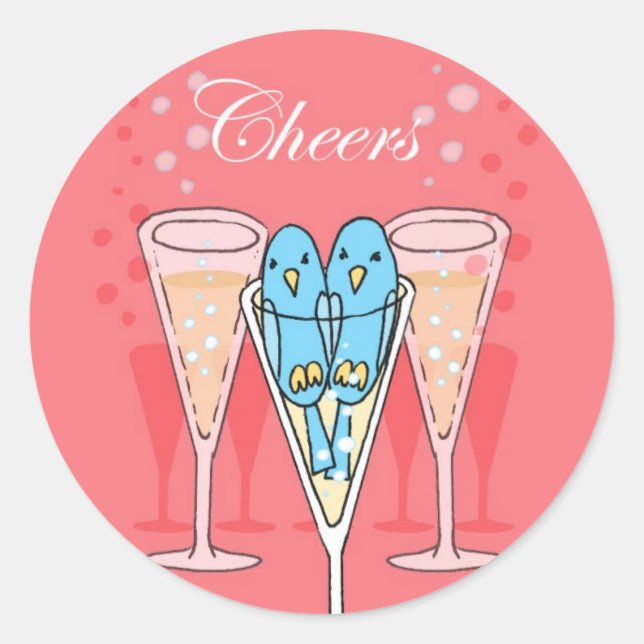 Champagne Birds Sticker (Front)