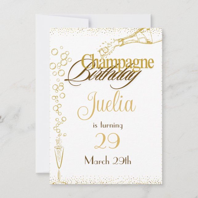Champagne Birthday Invitation (Front)