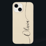 Champagne Black Elegant Calligraphy Script Name<br><div class="desc">Champagne Black Elegant Calligraphy Script Custom Personalized Name iPhone 14 Smart Phone Cases features a modern and trendy simple and stylish design with your personalized name in elegant hand written calligraphy script typography on a champagne background. Designed by ©Evco Studio www.zazzle.com/store/evcostudio</div>